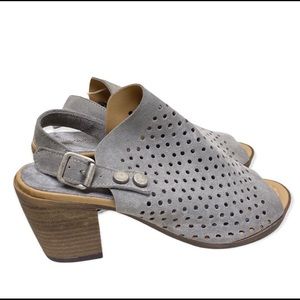 Sophia Milano, grey suede, peep toe, size 10